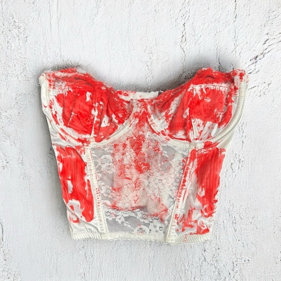 Dolls Kill Other - Dolls kill tricks n treats Halloween Red and White bloody Lace Bustier Top M